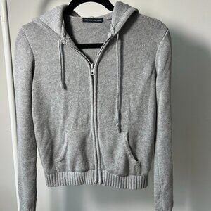 Brandy Melville Grey Full Zip Cropped Hoodie